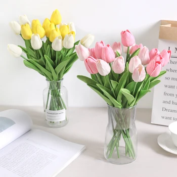 букет искусственных цветов Тюльпан 29 см, 10/5шт, искусственный цветок из пенополиэтилена для украшения свадебной церемонии, домашней комнаты, декора сада, букета