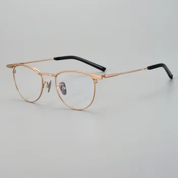 Винтажная овальная титановая оправа для очков Для мужчин и женщин, новые дизайнерские модные очки для близорукости по рецепту S155, очки люксового бренда
