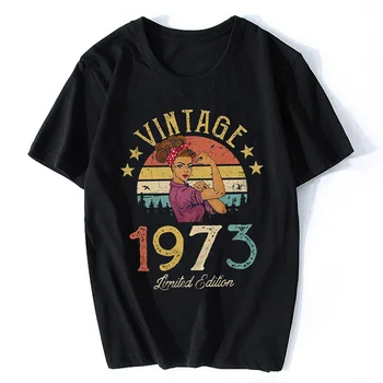 Винтажная футболка в стиле ретро 1973 года, ограниченная серия, Летняя модная футболка, вечеринка по случаю дня рождения, женские футболки, Женские Мужские хлопковые футболки.