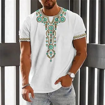 Винтажная этническая футболка, одежда с 3D-принтом, мужские топы с круглым вырезом, футболка большого размера с коротким рукавом, Летняя Свободная мужская уличная одежда, мужская одежда