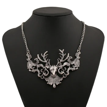 Винтажное ожерелье с черной подвеской в виде оленя, черное ожерелье-ошейник для женщин, эффектное ожерелье, ювелирные изделия на Хэллоуин, Оптовые продажи