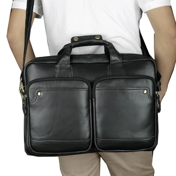 Винтажный мужской портфель из натуральной кожи Crazy Horse, сумка-мессенджер из коровьей кожи, мужская офисная 15,6-дюймовая сумка для ноутбука, деловые дорожные сумки