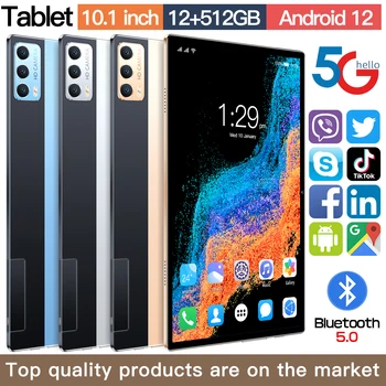 Глобальная версия ПК 10,1-Дюймовый Новый Планшет Android 12 12G + 512G WiFi Планшетный ПК С Двумя SIM-картами Планшет 5G Call Phone Планшет для подарков