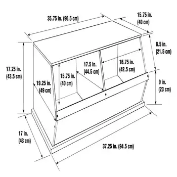 Двухкамерный деревянный штабелируемый ящик для хранения 5,3 кубических фута - Красный