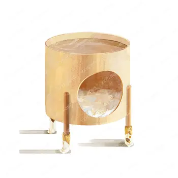 Деревянный чайный столик с кошачьим гнездом в скандинавском стиле, стеклянный прикроватный столик, боковой шкафчик jaulas para perros клетка большая