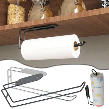 Держатель для бумажных полотенец Под шкаф, настенный держатель для рулона бумаги, самоклеящийся держатель для полотенец для кухни/ванной
