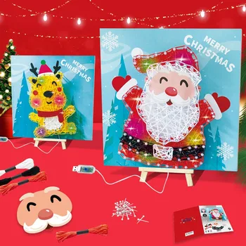 Детский Рождественский рисунок нитками ручной работы, креативная струнная игрушка, материал ручной работы, украшение нитками, роспись
