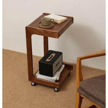 Диван-журнальный столик в гостиной, качественные столы из массива дерева, Удобный передвижной приставной столик со скрытым ящиком, компьютерный стол