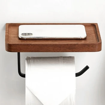Диспенсер для туалетной бумаги, настенный держатель для рулонов салфеток с деревянным поддоном, диспенсер для рулонов салфеток для ванной комнаты, кухни, спальни