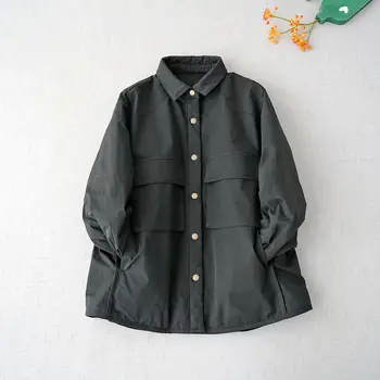 Женская хлопчатобумажная куртка из хлопка высокой плотности с длинными рукавами, повседневная куртка, весенне-осенняя свободная, базовый тонкий хлопок 20230911