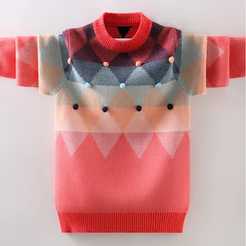 Зимний детский свитер, детская одежда, детский пуловер с круглым вырезом, вязаные свитера, одежда для девочек, верхняя одежда, сохраняющая тепло