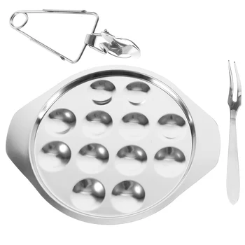 Инструменты для приготовления раковин; Мини-вилки; стальная тарелка в виде раковины; Отделение для устриц; блюдо для барбекю с улитками; 12 отверстий; Выпечка из нержавеющей стали.