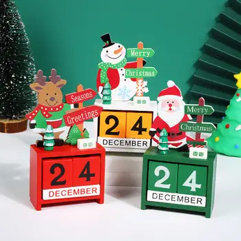 Календарь обратного отсчета Рождества на 24 дня, Деревянные календарные украшения, Рождественский календарь Mas, рождественское украшение в виде снеговика лося, Navidad Noel