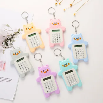 Калькулятор для ключей с милым медвежонком, модный мини-портативный калькулятор