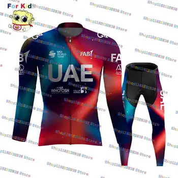 Комплекты велосипедной майки 2023 Kids Team ОАЭ для детских гонок С длинным рукавом, Быстросохнущая Велосипедная одежда Ciclismo