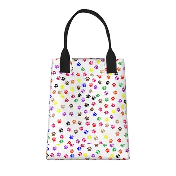 Красочный Принт Собачьей Лапы, Большая Модная Продуктовая сумка с Ручками, Многоразовая Хозяйственная сумка Из Прочной Винтажной Хлопчатобумажной ткани