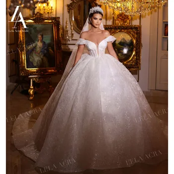 Кружевное бальное платье LelaAcra Свадебное платье 2023 Милая Принцесса Невеста без рукавов с открытыми плечами SF78 Плюс Размер Vestido de Noiva
