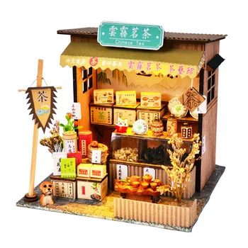 Кукольный домик, древние китайские здания, Барбекю, ресторан для барбекю, DIY Casa, Деревянные уличные сцены ручной работы, старинные украшения, Кукольные домики