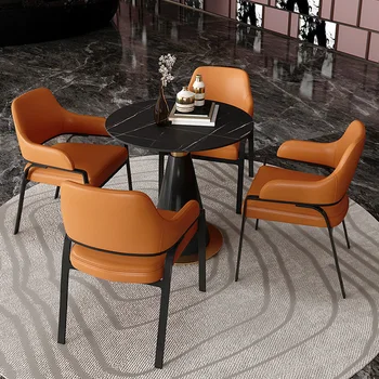 Легкие Роскошные обеденные столы из шифера Современный офис продаж Отеля Стол для переговоров и сочетание стульев Дизайнерские столы для отдыха в кафе