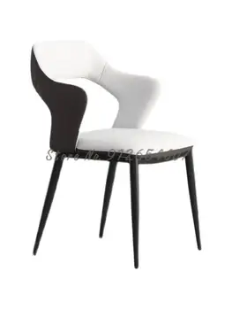 Легкое роскошное современное простое кожаное кресло для столовой, красное минималистичное офисное кресло для переговоров, гостиничное кресло с подлокотниками