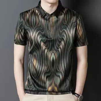 Летняя стильная блузка в стиле харадзюку с коротким рукавом; роскошная мужская рубашка с необычным воротником в полоску; вечерняя рубашка; рубашка
