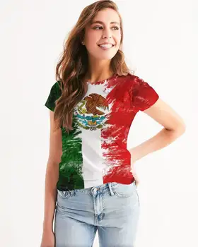 Летняя удобная футболка бренда BIANYILONG, женская футболка с мексиканским флагом, топы с коротким рукавом и 3D принтом для женщин