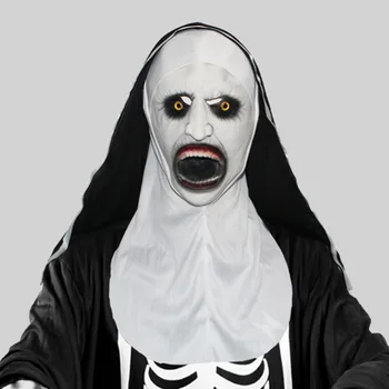Маска монахини 2 Маска для макияжа ужасов на Хэллоуин, хитрое лицо, страшный латексный головной убор