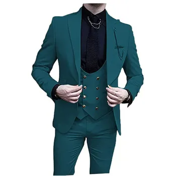 Масляно-зеленый мужской костюм для свадьбы, смокинги жениха, Приталенные мужские блейзеры для выпускного вечера, изготовленные на заказ, куртка из 3 предметов, Брюки, жилет, мужская одежда
