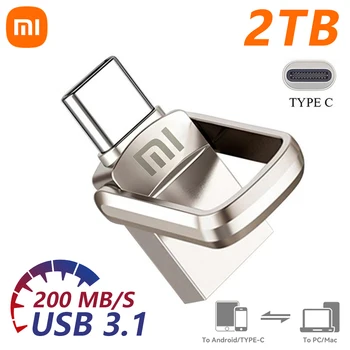 Металлический U-диск XIAOMI 2 ТБ 2 В 1, флэш-накопитель емкостью 1 ТБ, высокоскоростной USB 3.1, флеш-накопители емкостью 512 Гб, адаптер Memory Stick Type C