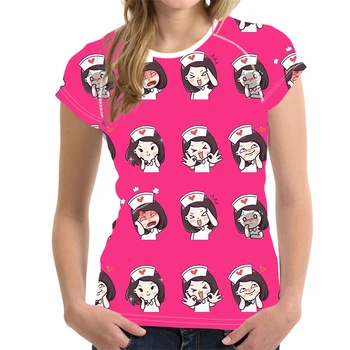 Милая медсестра, забавная футболка с 3D-принтом для женщин, летняя футболка Kawaii с коротким рукавом, женские топы, свободная повседневная футболка большого размера с графическим рисунком Милая медсестра, забавная футболка с 3D-принтом для женщин, летняя футболка Kawaii с коротким рукавом, женские топы, свободная повседневная футболка большого размера с графическим рисунком 0