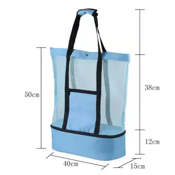 Многофункциональная сумка-тоут Большой емкости, сетчатая прозрачная сумка, двухслойная, сохраняющая тепло, для пикника, Пляжная сумка для плавания Многофункциональная сумка-тоут Большой емкости, сетчатая прозрачная сумка, двухслойная, сохраняющая тепло, для пикника, Пляжная сумка для плавания 2