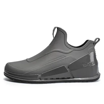 Модные непромокаемые ботинки для мужчин, водонепроницаемая обувь без шнуровки из ПВХ, Повседневная обувь для рыбалки, Удобная мужская обувь Botas De Lluvia