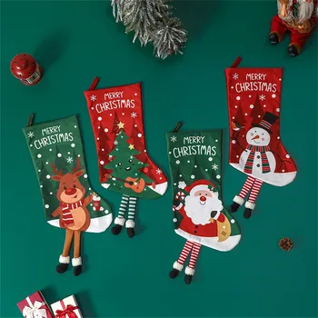 Модные Рождественские Чулки, Подарочные пакеты, Принадлежности для украшения Рождественской елки, Полосатые ножки, Рождественская жвачка