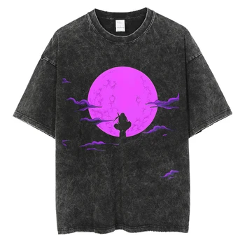 Мужская уличная одежда, футболка оверсайз, футболка с изображением японского аниме, хлопковая винтажная футболка в стиле харадзюку, выстиранная футболка, летние топы в стиле хип-хоп, футболки
