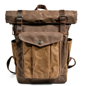 Мужской и женский брезентовый рюкзак большой емкости, сумка для книг, походная масляно-восковая тканевая почта для альпинизма