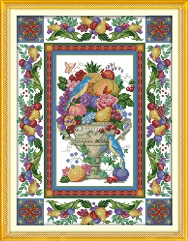 Набор для вышивания крестиком Joy Sunday с предварительной печатью, простой узор, Набор для вышивания из тисненой ткани Aida-Великолепная ваза для фруктов