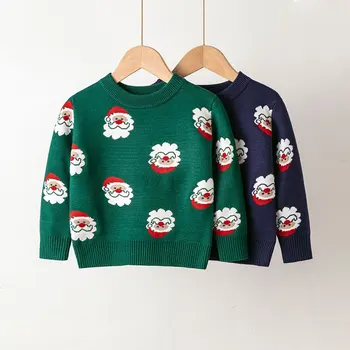 Новая Рождественская детская одежда для мальчиков, модный вязаный свитер, Рождественский пуловер, свитер с Санта-Клаусом, детская толстовка Унисекс