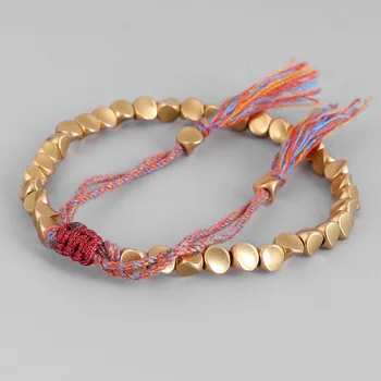 Новые буддийские браслеты InTibetan на руку, плетеные медные бусины, счастливый веревочный браслет; Браслеты для женщин и мужчин, прямая поставка Girasol