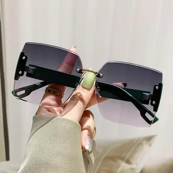Новые летние большие металлические квадратные солнцезащитные очки без оправы для женщин с солнцезащитным кремом Senior Sense Personality Простые солнцезащитные очки