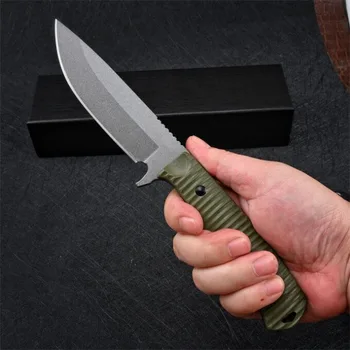 Нож Bench 539GY производства DC53 со стальной рукояткой G10, Тактический прямой нож для самообороны на открытом воздухе, Острый военный короткий нож