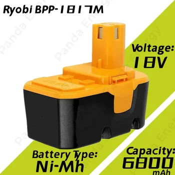 Обновленная сменная батарея 18V 6800mAh Ni-Mh для Ryobi 18V Battery One, совместимая с P100 P101 ABP1801 ABP1803 BPP1820