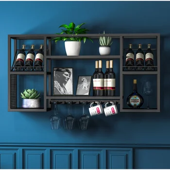 Одинарный винтажный держатель для вина, Черный Квадратный Домашний Металлический Кухонный Винный Стеллаж, Стена для хранения, Adega De Parede Para Vinho Home Decor