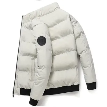 Осенне-зимняя куртка, мужская куртка-бомбер, повседневная утепленная куртка с хлопковой подкладкой, Приталенная мужская модная одежда 2023, уличная одежда, пальто Осенне-зимняя куртка, мужская куртка-бомбер, повседневная утепленная куртка с хлопковой подкладкой, Приталенная мужская модная одежда 2023, уличная одежда, пальто 0
