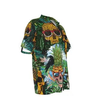 Повседневные рубашки для мужчин в гавайском стиле с принтом черепа ананаса, пляжные Летние повседневные топы на пуговицах с коротким рукавом, 3D рубашки Повседневные рубашки для мужчин в гавайском стиле с принтом черепа ананаса, пляжные Летние повседневные топы на пуговицах с коротким рукавом, 3D рубашки 0