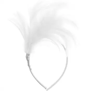 Повязка-чародей с пером, женский головной убор, свадебный головной убор, головной убор для вечеринки (белый)