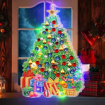 Подвеска с яркими цветами, подвеска с алмазной росписью, яркий цветной светодиодный орнамент Санта-Клауса, Праздничная подвеска с алмазной росписью для дома