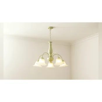 Подвесной светильник светодиодная художественная люстра для освещения комнаты Новый популярный Французский Кантри Американский Кантри Свежий Зеленый кремовый стеклянный потолок