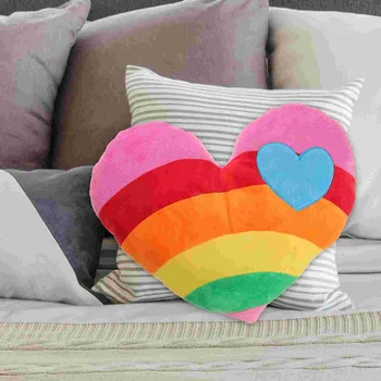 Подушка в виде сердечка, плюшевая подушка в виде радуги, креативный подарок для дома, магазина, офиса, автомобиля (сердце)