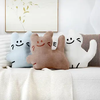 Подушка с котенком, мультяшная скандинавская подушка ins wind, милая белая подушка против сумки, подушка для спинки дивана в гостиной, подушка для спинки дивана
