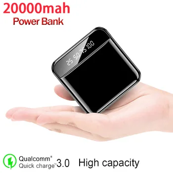 Портативное внешнее зарядное устройство емкостью 20000 мАч для iPhone Xiaomi mini power Bank Tpye-C со светодиодным цифровым дисплеем